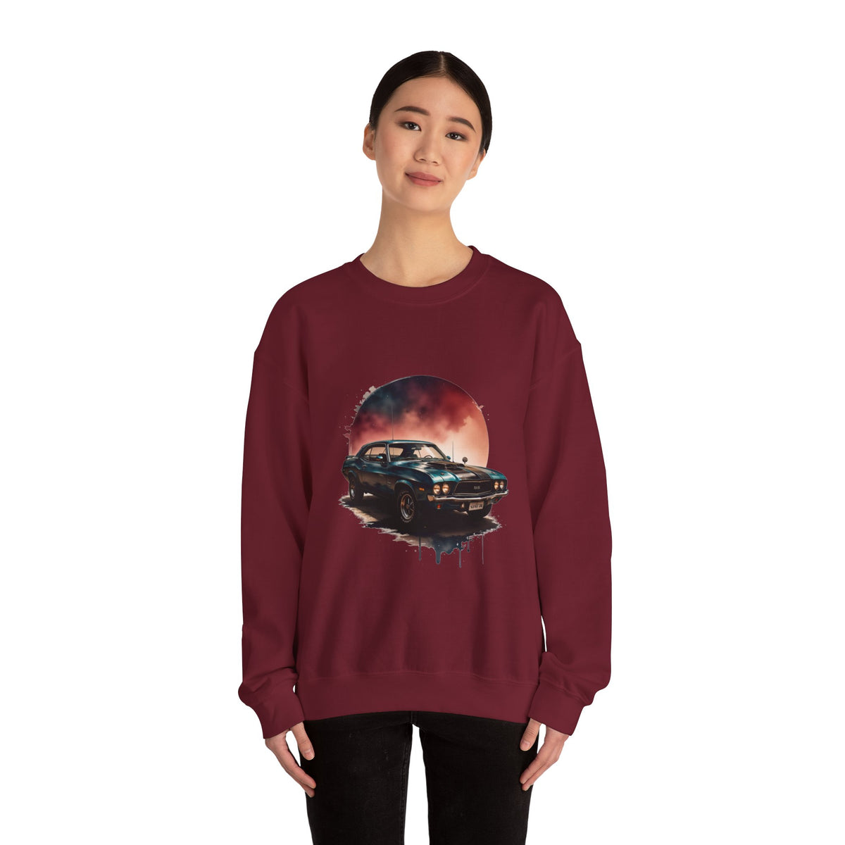 Vintage Black Muscle Car Crewneck Sweatshirt Unisex Graphic Pullover