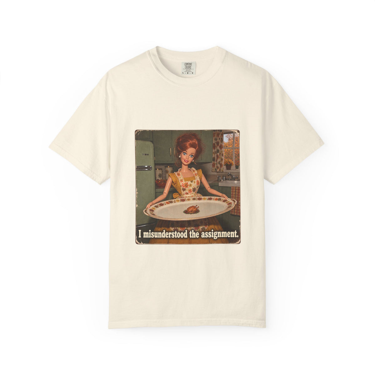 I Misunderstood the Assignment Funny Thanksgiving Tee Retro Doll Tiny Turkey Sarcastic Shirt