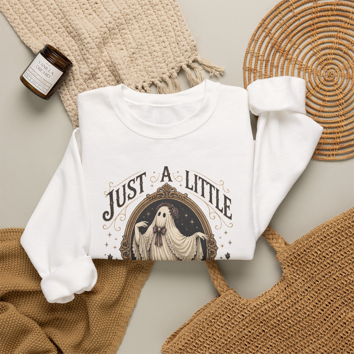 Just A Little Dramatic Ghost Sweatshirt Cute Vintage Halloween