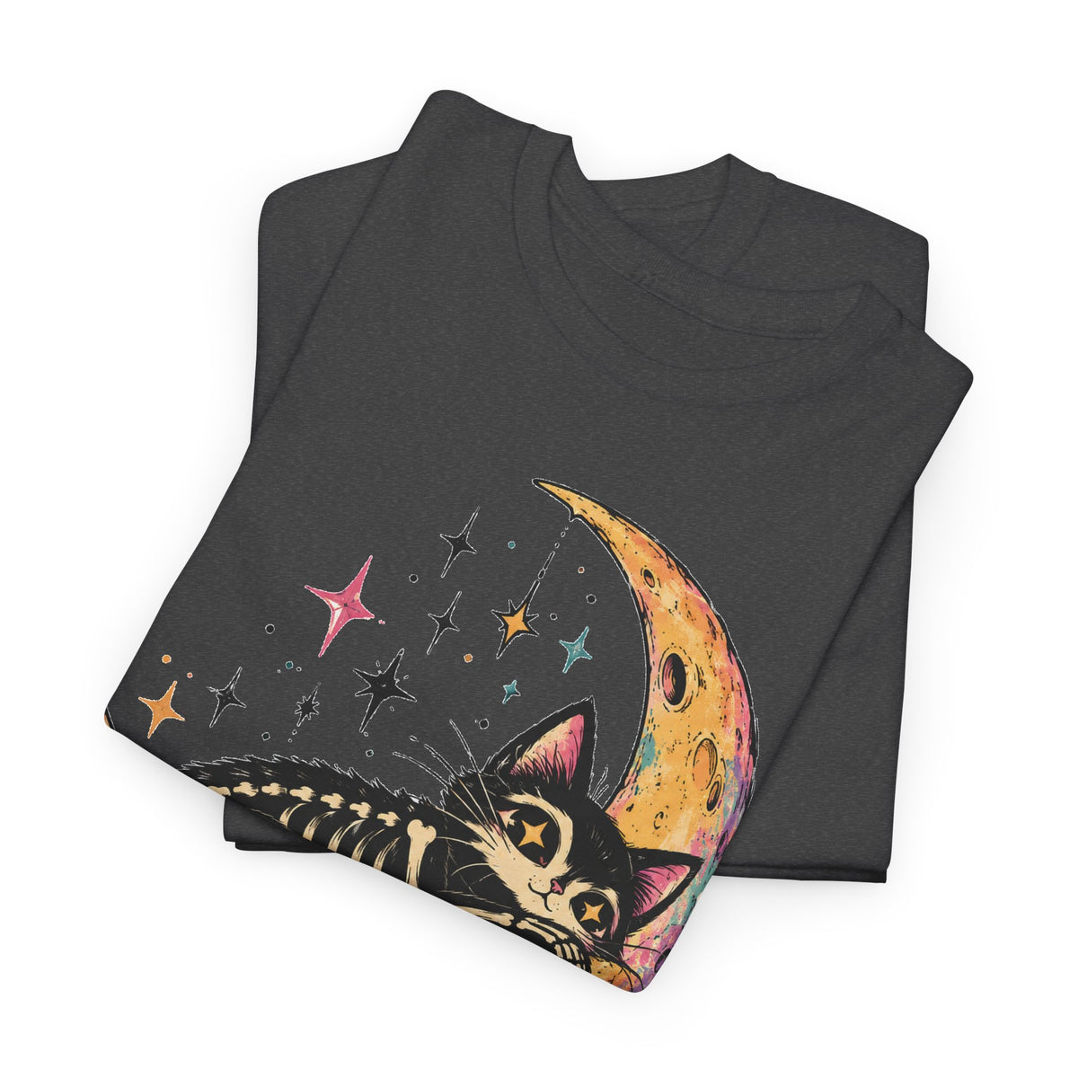 Skeleton Cat Moon T-Shirt Pastel Goth Crescent Moon Black Cat Tee Unisex