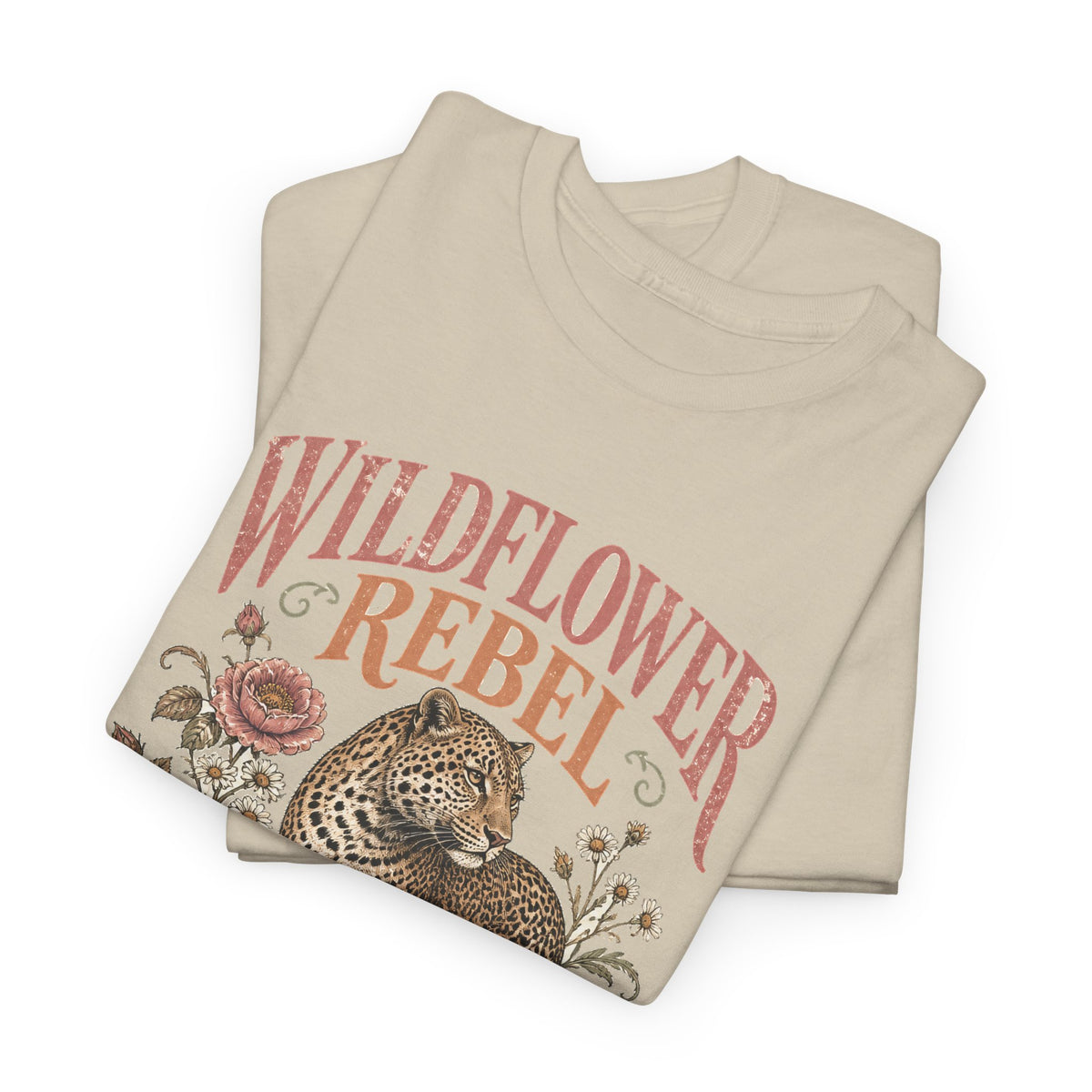 Wildflower Rebel Leopard T-Shirt Boho Floral Big Cat