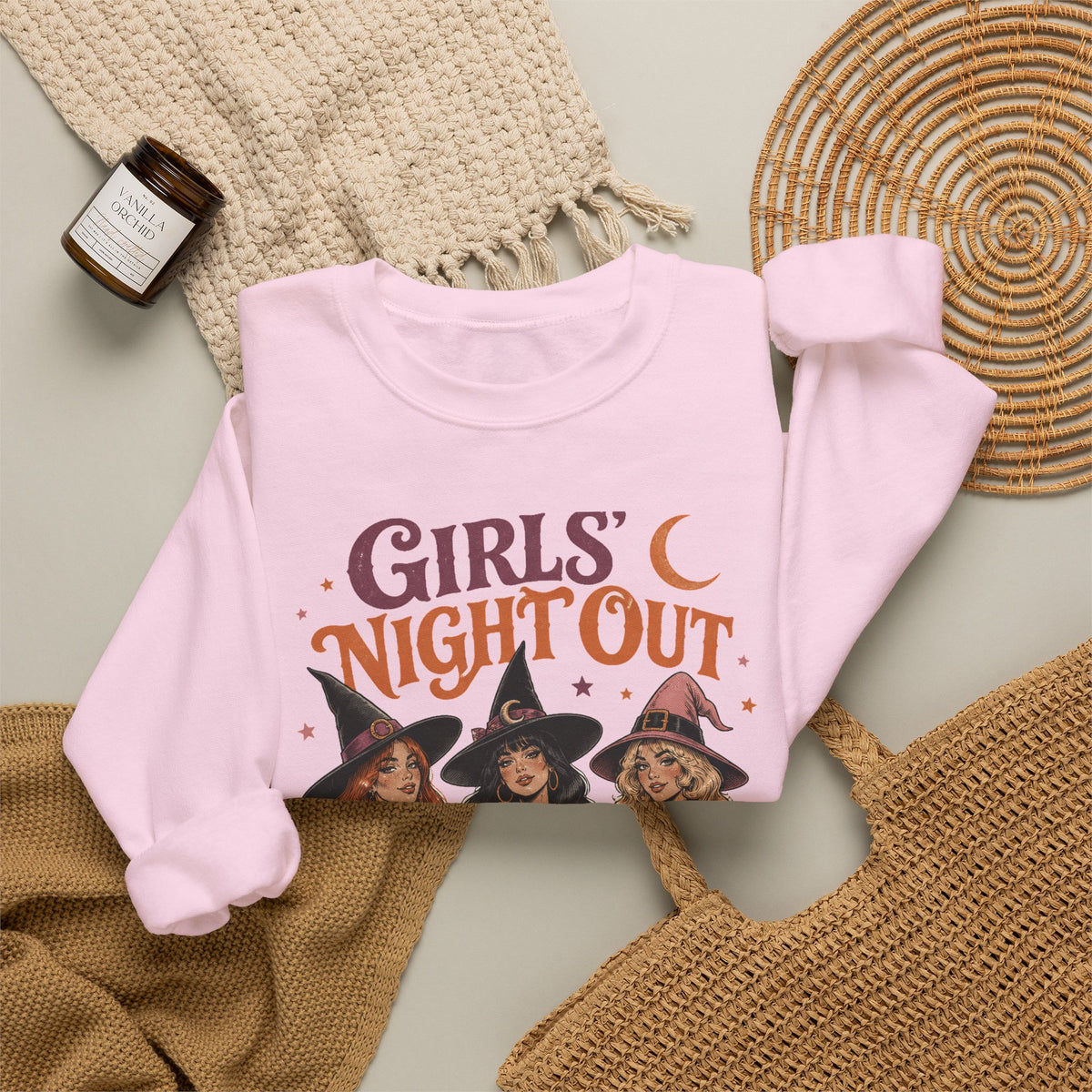 Girls Night Out Witches Sweatshirt Retro Halloween Witch Squad