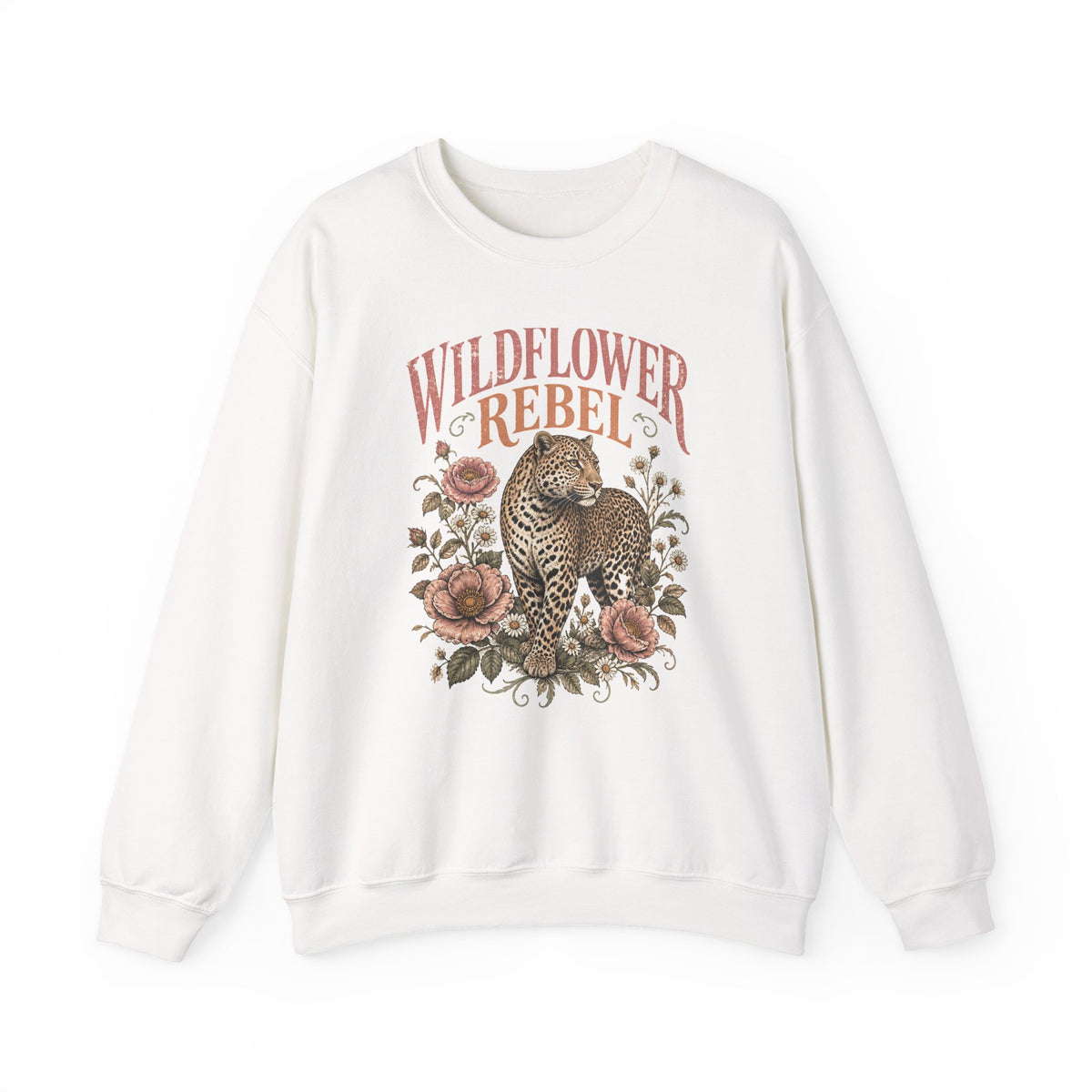 Wildflower Rebel Leopard Sweatshirt Boho Floral Big Cat