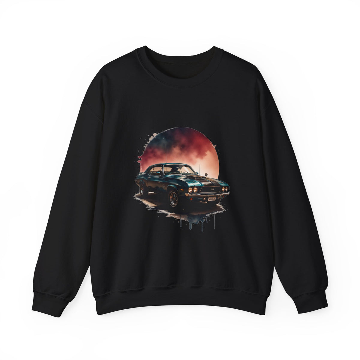 Vintage Black Muscle Car Crewneck Sweatshirt Unisex Graphic Pullover