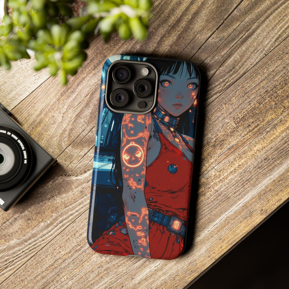 Tattooed Girl Neon Car Tough Phone Case iPhone Samsung Pixel