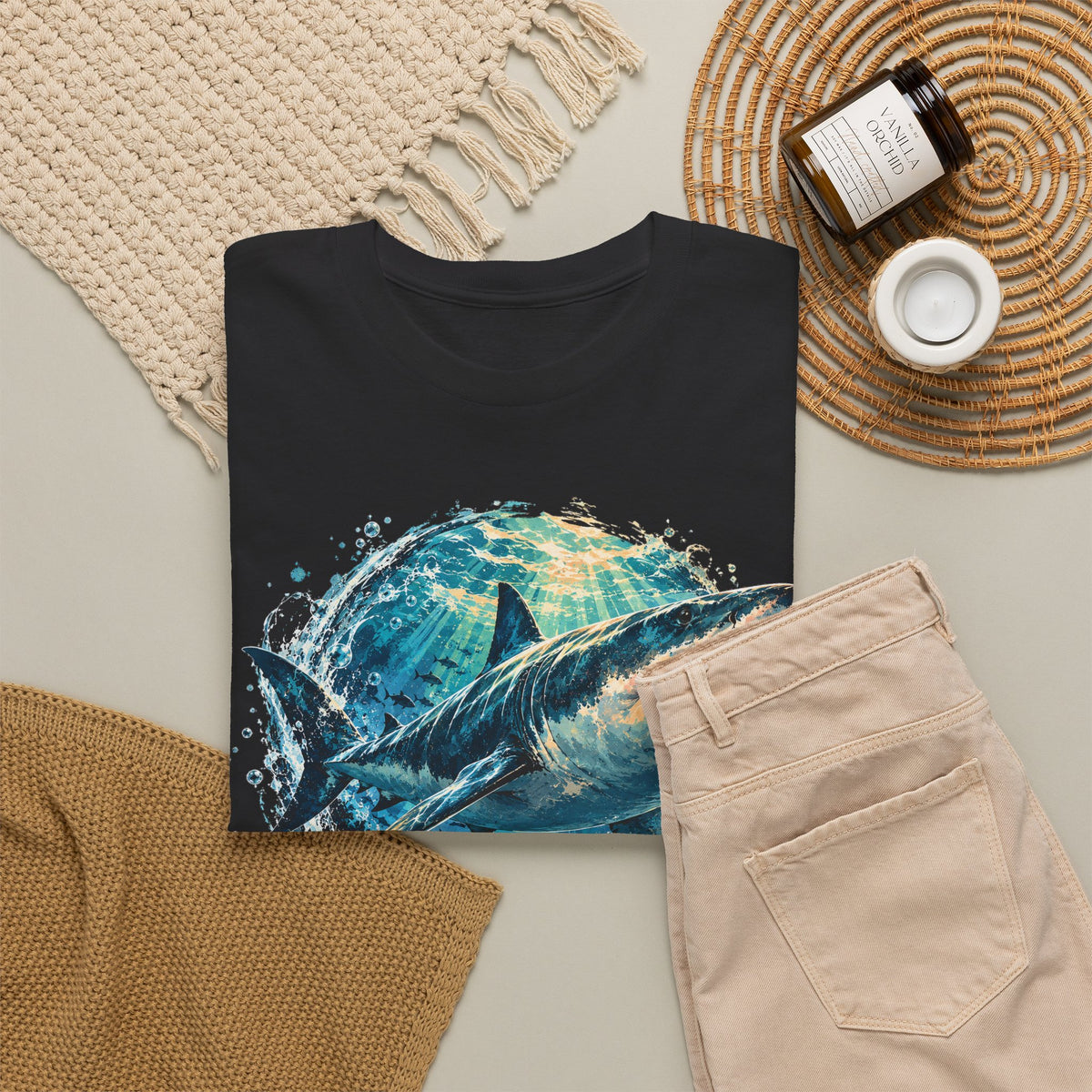 Great White Shark T-Shirt Ocean Burst Shark Jaws Sea Life Graphic Tee