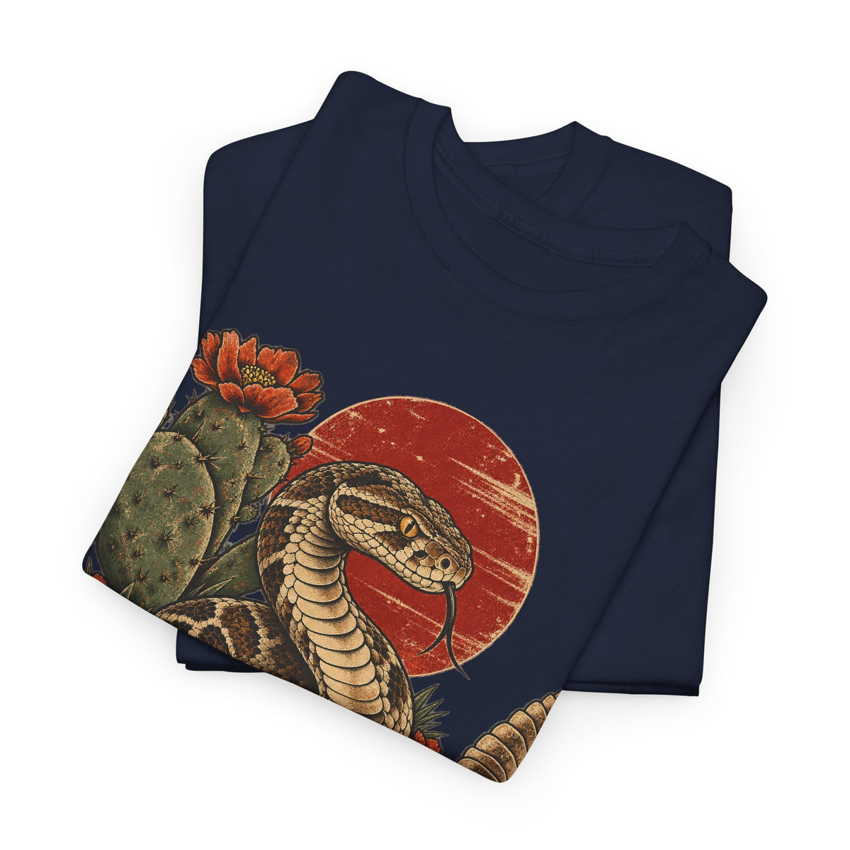 Desert Rattlesnake Cactus T-Shirt Red Sun Western Snake Tee