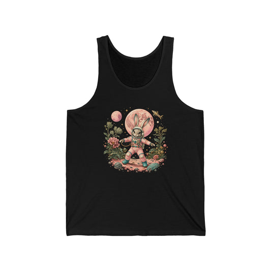 Bunny Astronaut Tank Top Pink Moon Space Rabbit Flowers Rocket Tank