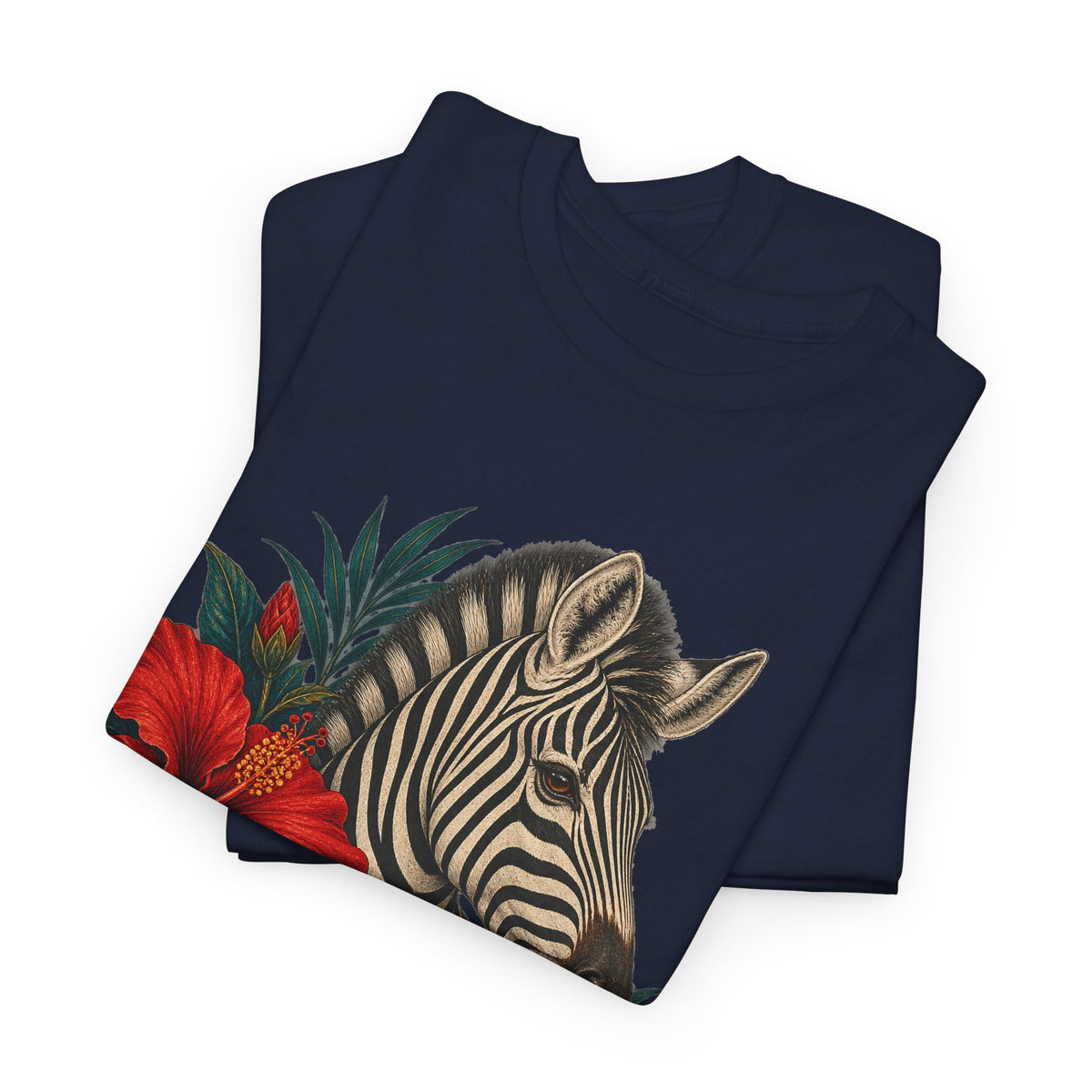 Zebra Hibiscus Tropical T-Shirt Safari Floral Animal Tee