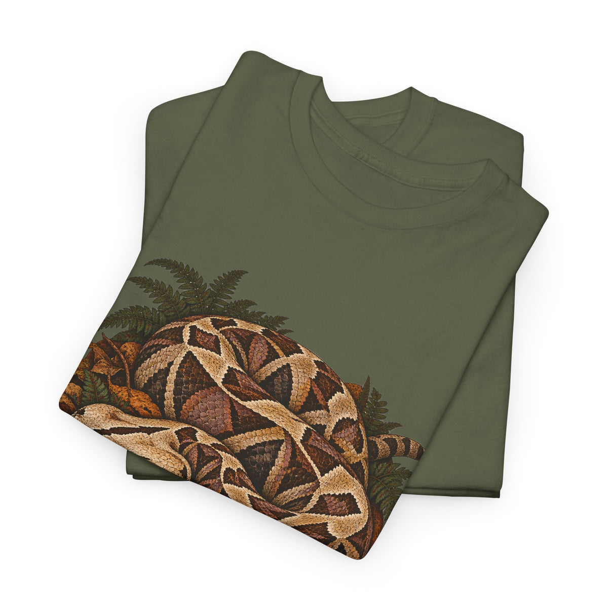 Gaboon Viper Autumn Leaves T-Shirt Forest Snake Mushroom Tee