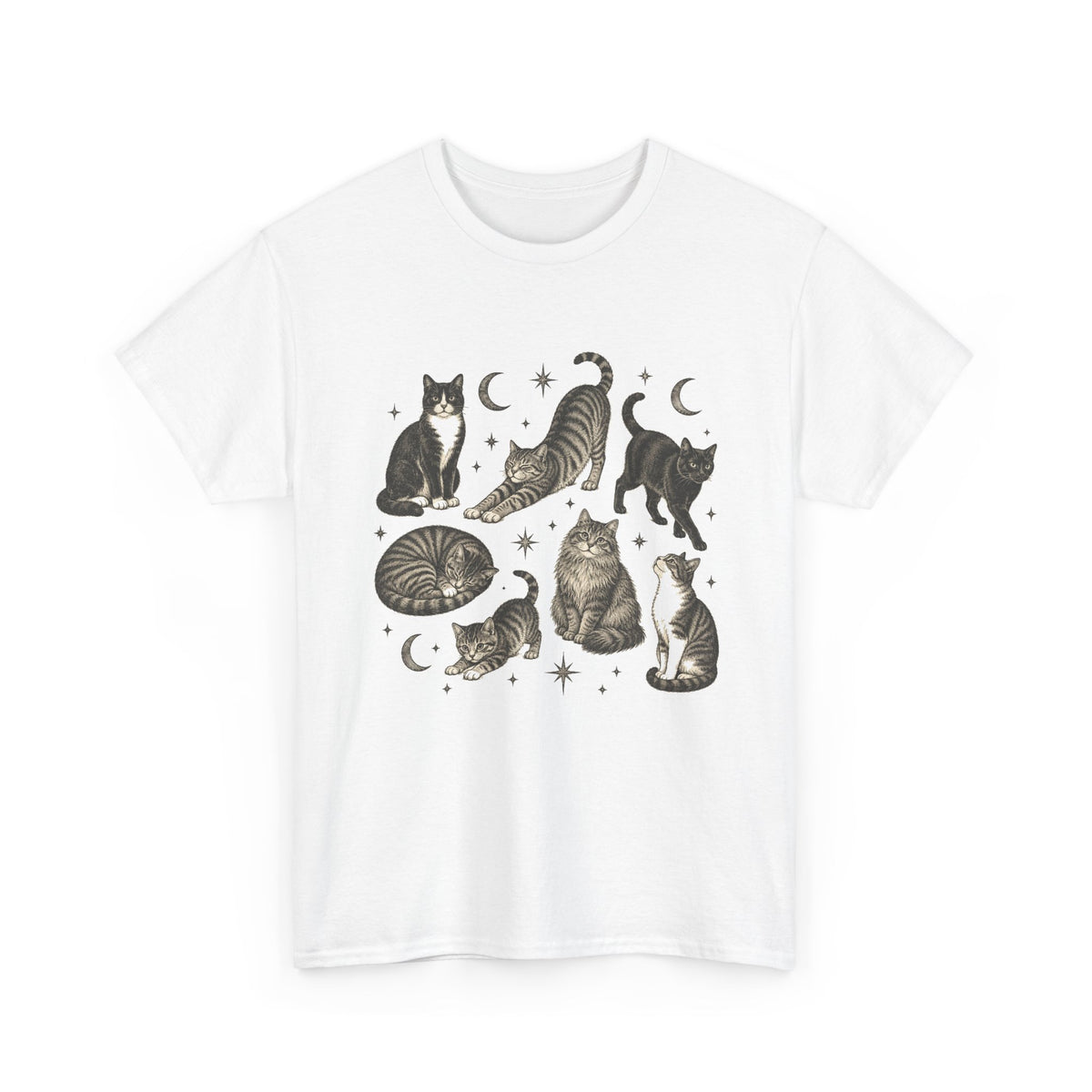 Vintage Cats and Moons T-Shirt Cute Cat Lover Celestial