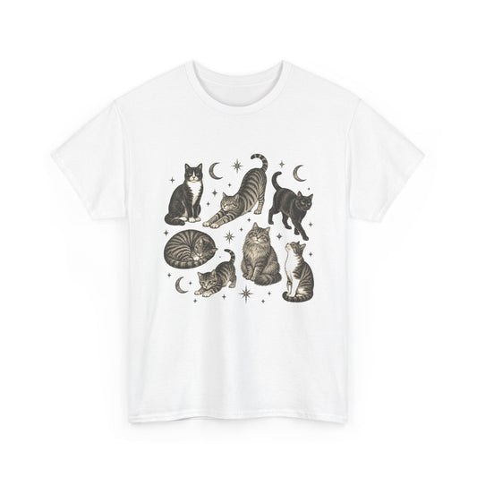 Vintage Cats and Moons T-Shirt Cute Cat Lover Celestial