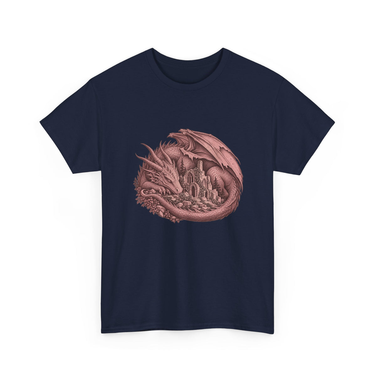 Sleeping Dragon Cathedral T-Shirt Fantasy Ruins Gothic Dragon Tee