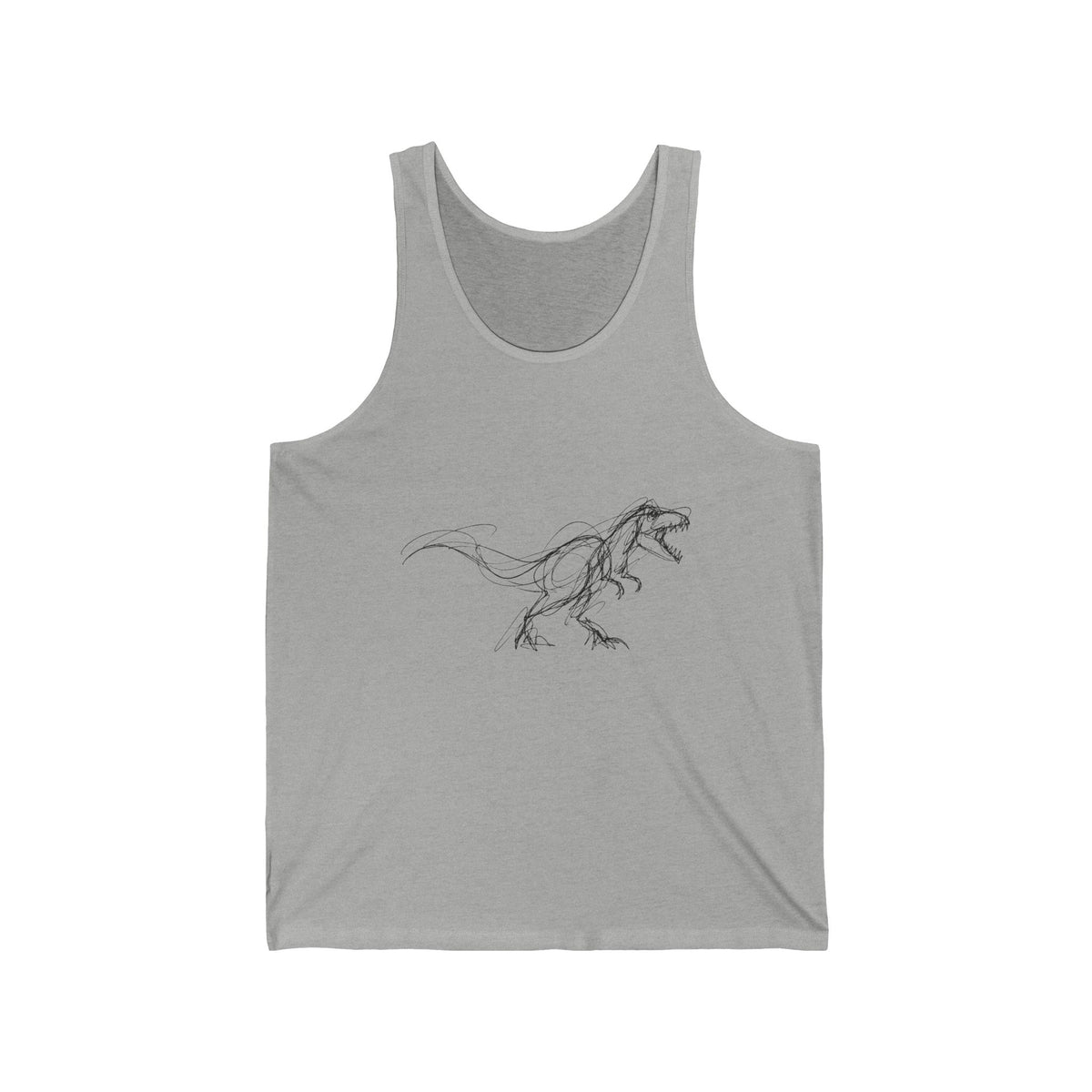 Sketchy T-Rex Line Art Tank Top Loose Ink Dinosaur