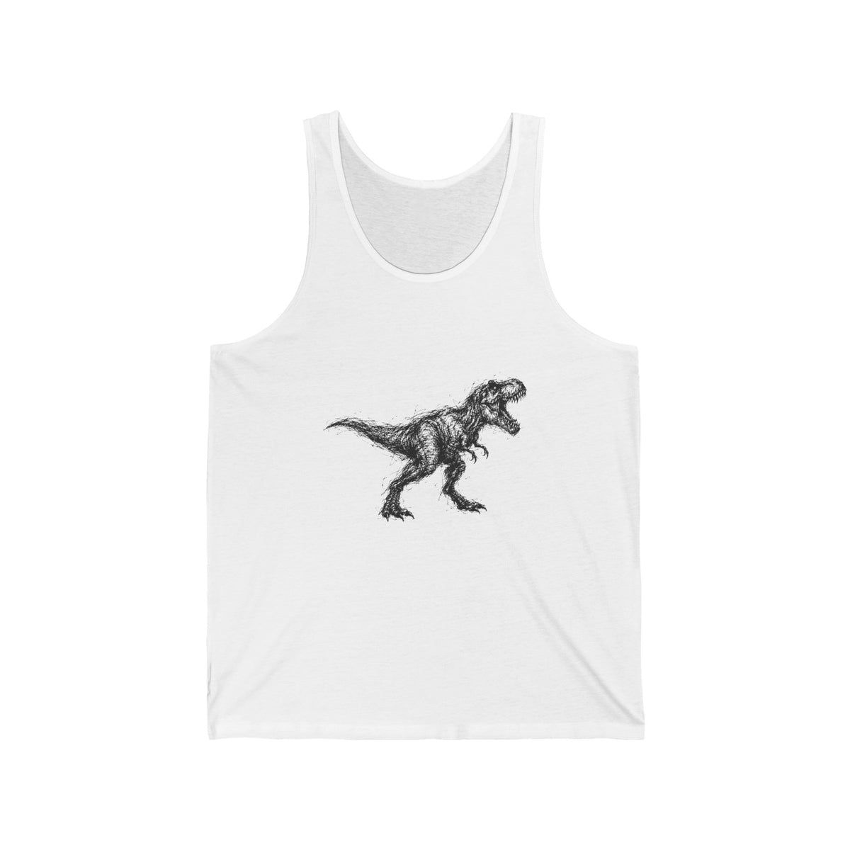 Scribble T-Rex Tank Top Minimal Line Art Dinosaur