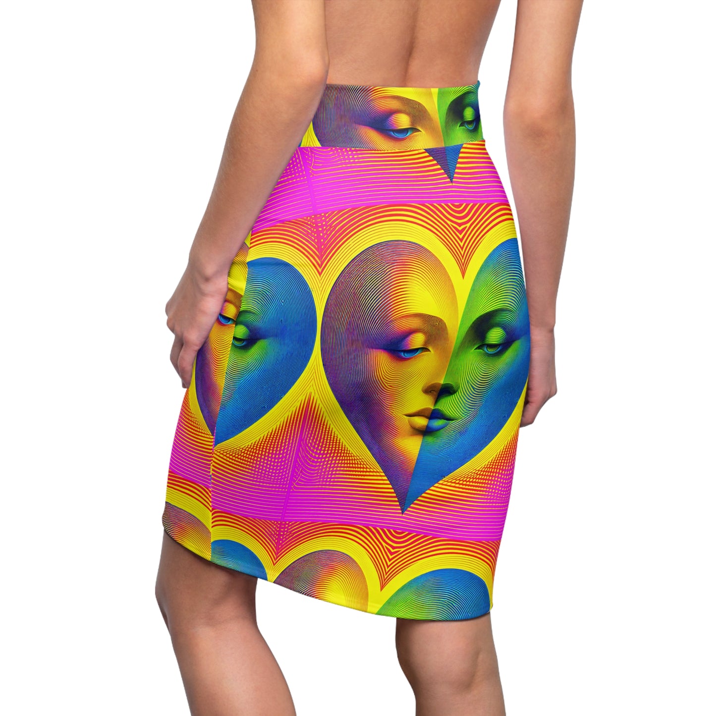 Pencil Skirt - Illusion Heart Face Design