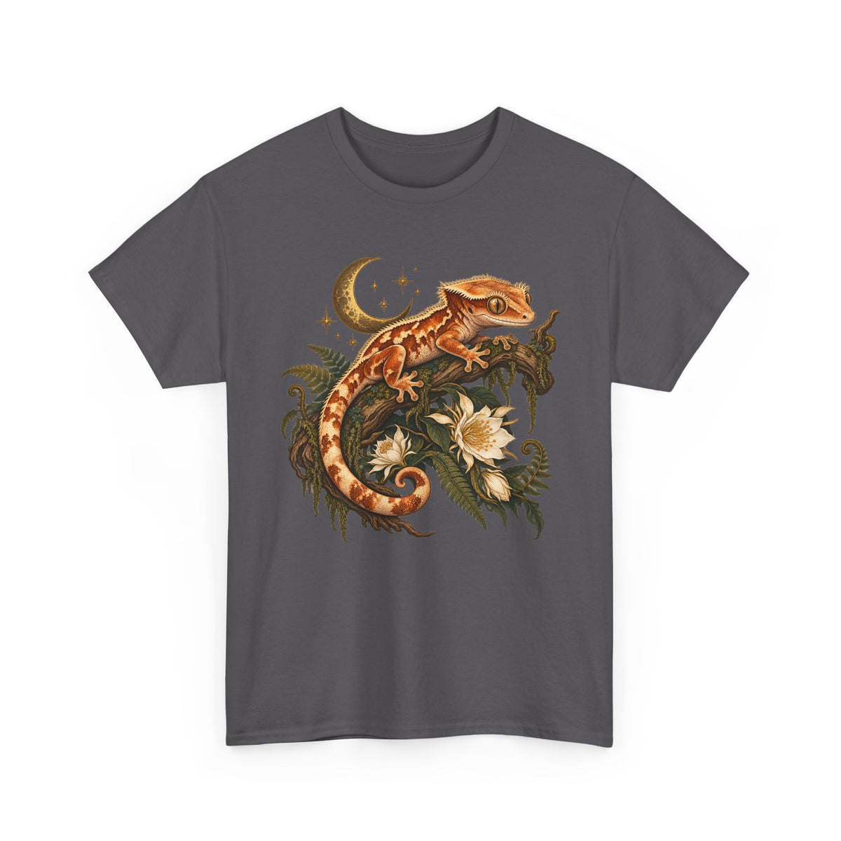 Crested Gecko Moon T-Shirt Night Bloom Reptile Stars Tee