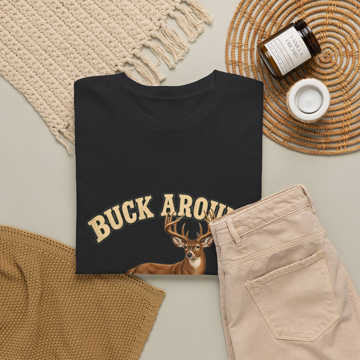 Buck Around and Find Out Cream Letter Deer Tee Funny Hunting FAFO Pun Shirt