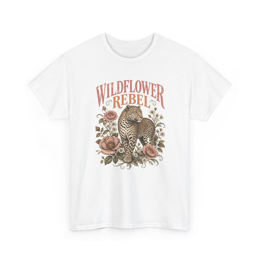 Wildflower Rebel Leopard T-Shirt Boho Floral Big Cat