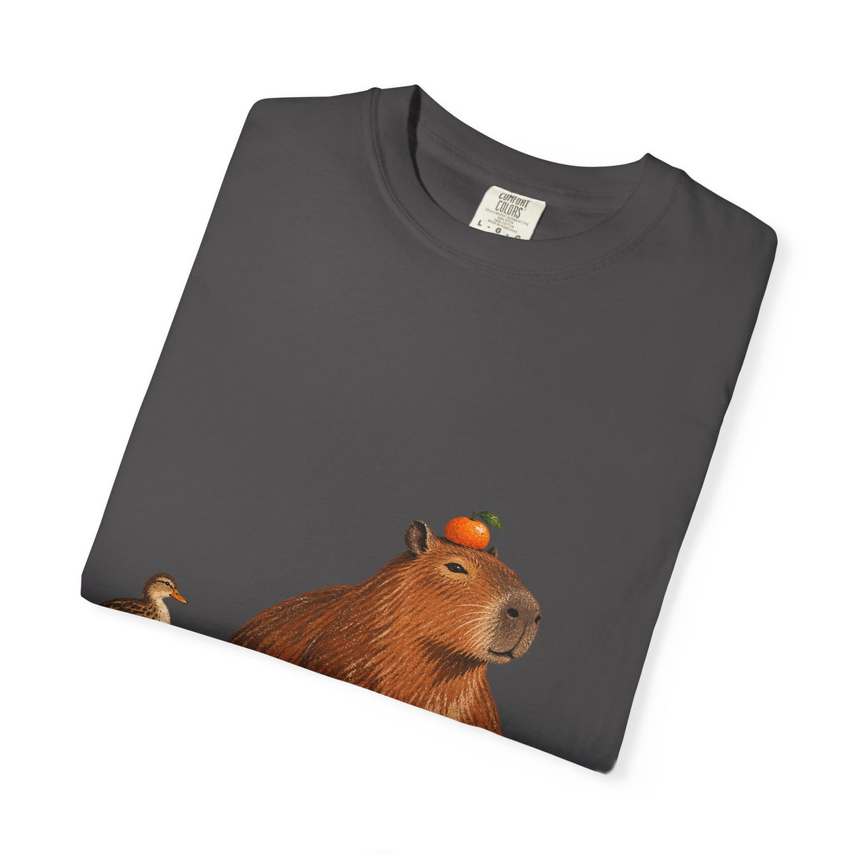 Capybara Orange Duck Tee Cute Capybara with Fruit Duck Lily Pad Pond Shirt