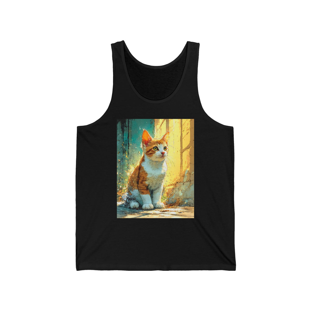 Sunlit Orange Tabby Cat Graphic Tank Top Unisex Jersey Tank