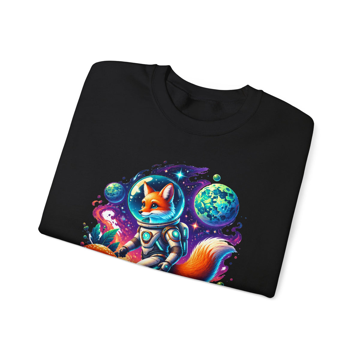 Fox Astronaut Sweatshirt Space Fox Glowing Mushroom Planet Galaxy Crewneck