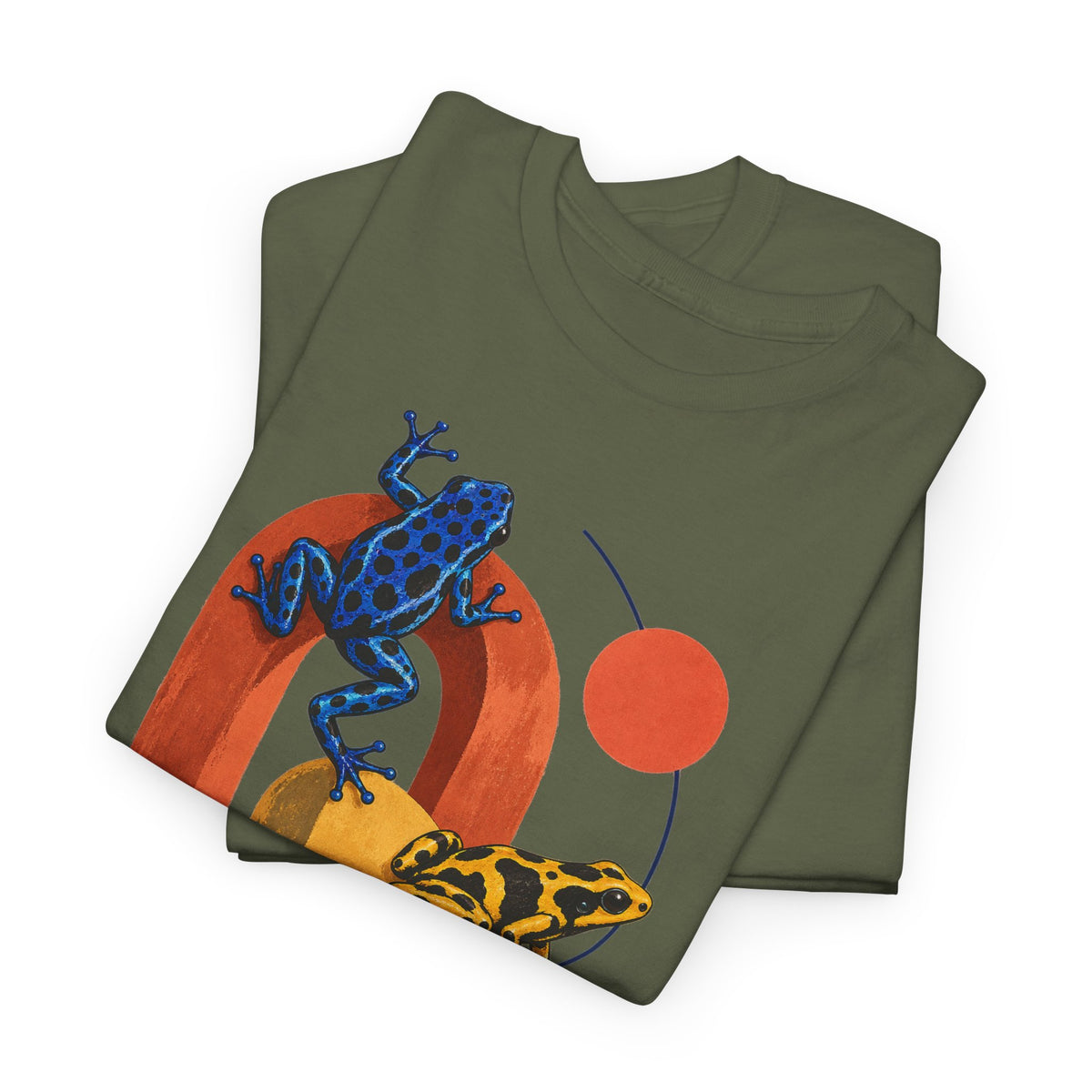 Poison Dart Frogs Colorful Arches Red Sun Tee Midcentury Geometric Frog Wildlife Shirt