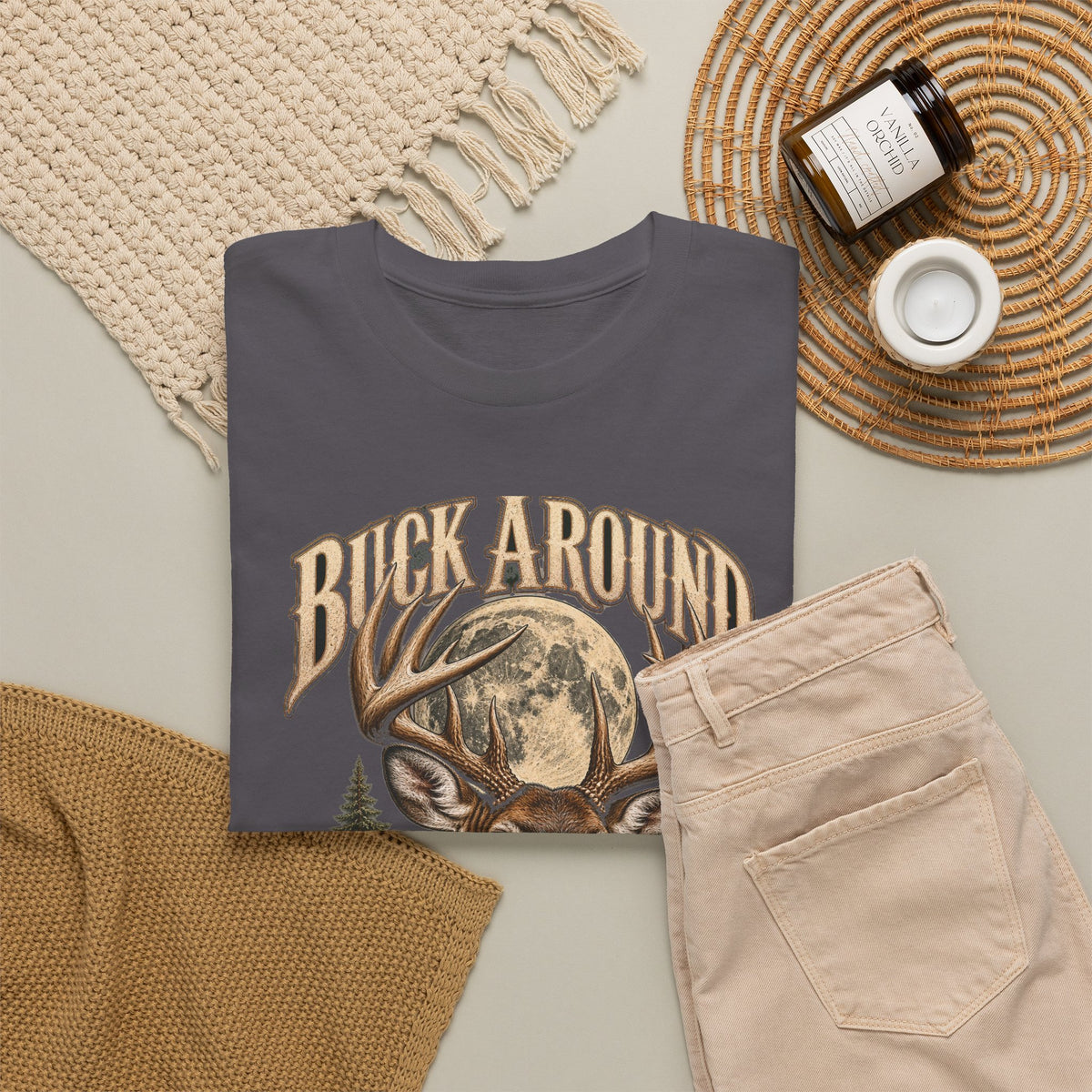 Buck Around and Find Out Moon Pines Deer Tee Funny Hunting FAFO Pun Shirt