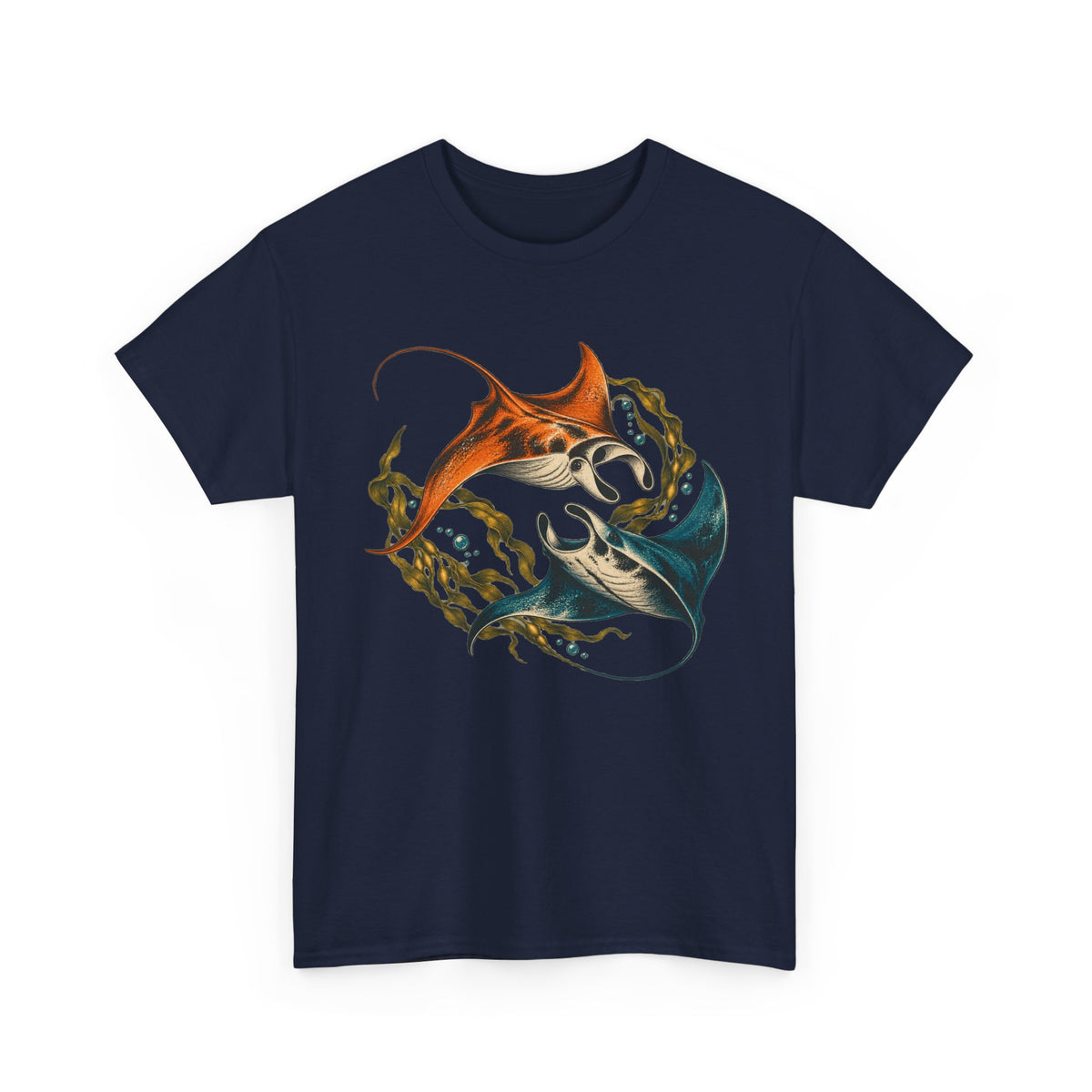 Twin Manta Rays Kelp T-Shirt Ocean Circle Swim Tee