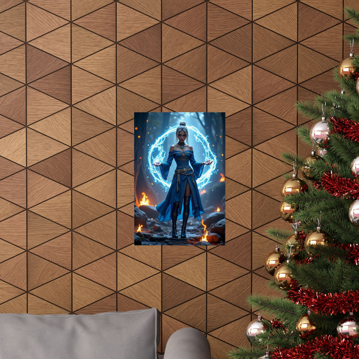 Mystic Sorceress Blue Magic Poster Matte Vertical Wall Art