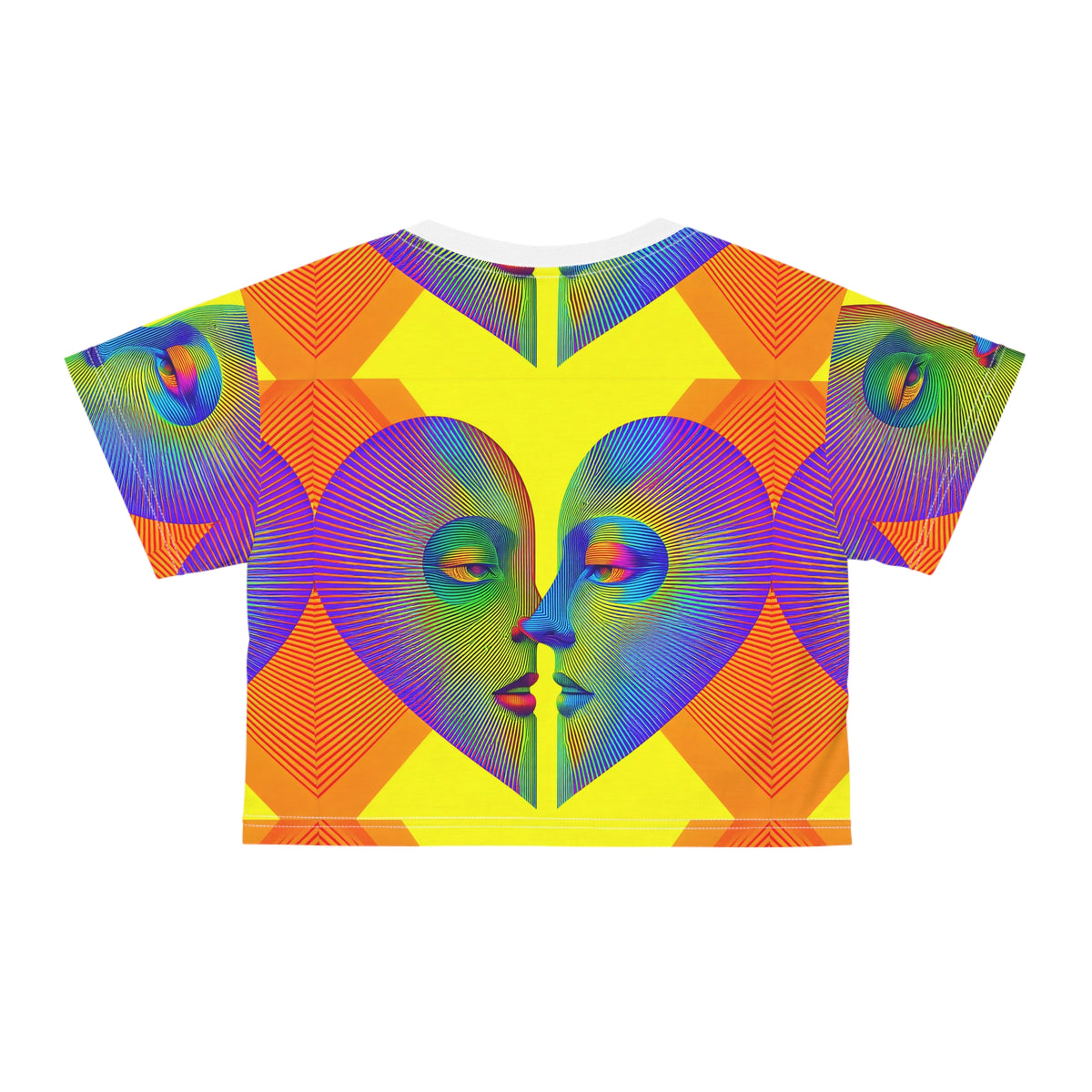 Abstract Kiss Heart Faces Crop Tee Womens Graphic T Shirt