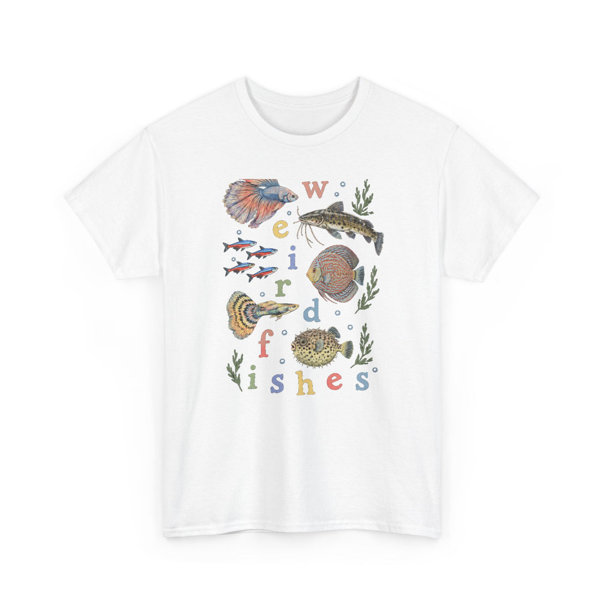 Weird Fishes T-Shirt Aquarium Fish Collage Betta Discus Neon Tetra Tee