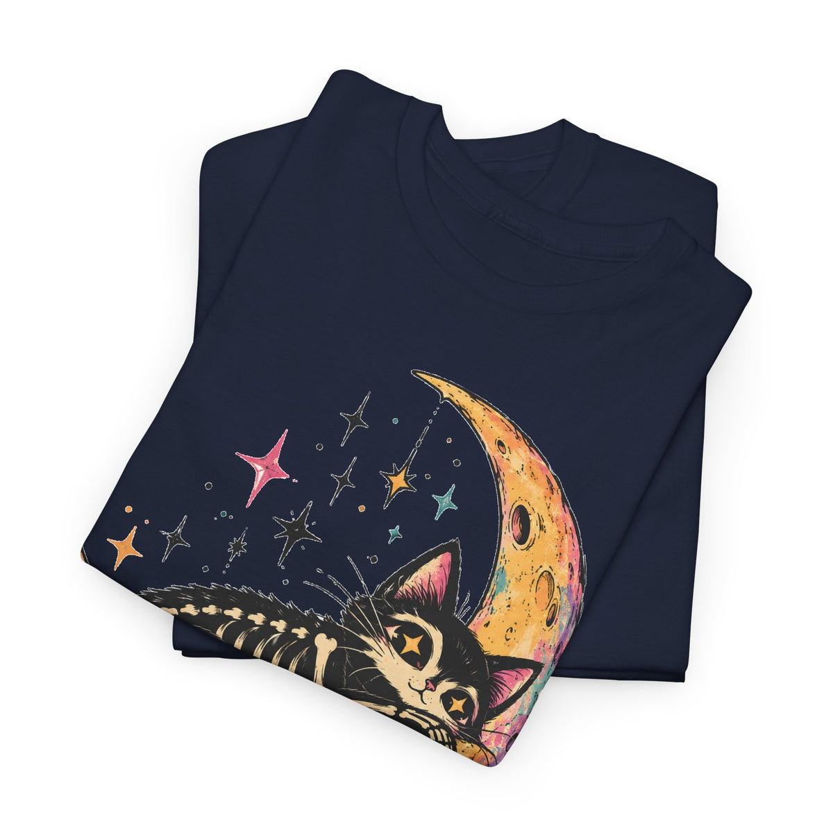 Skeleton Cat Moon T-Shirt Pastel Goth Crescent Moon Black Cat Tee Unisex