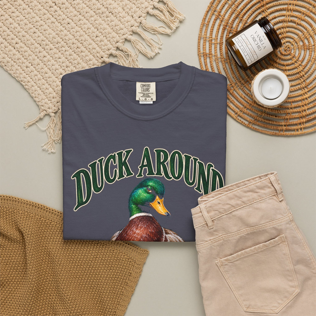 Duck Around and Find Out Green Letter Mallard Tee Funny FAFO Pun Shirt