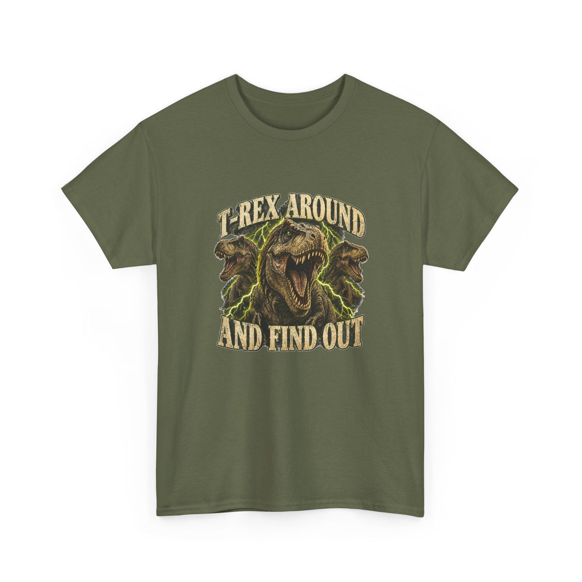 T-Rex Around and Find Out T-Shirt Funny Dinosaur Graphic Tee Retro 90s Style