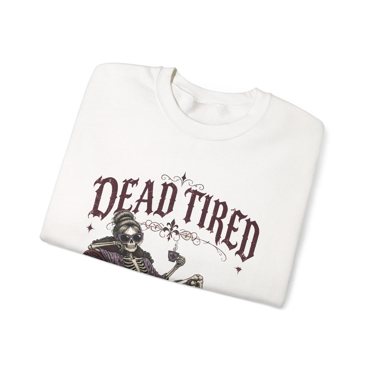 Dead Tired Skeleton Sweatshirt Funny Gothic Fainting Couch