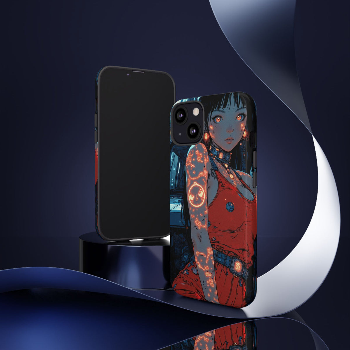 Tattooed Girl Neon Car Tough Phone Case iPhone Samsung Pixel