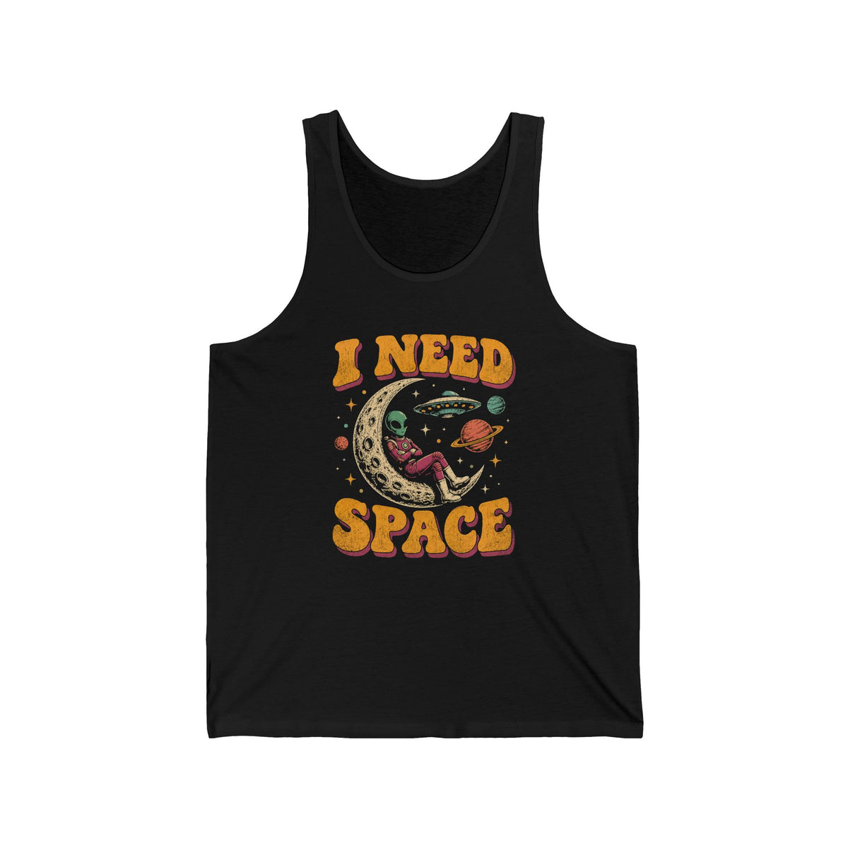 I Need Space Alien Moon Tank Top Retro Introvert UFO