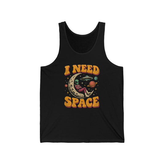 I Need Space Alien Moon Tank Top Retro Introvert UFO