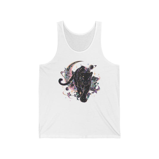 Cosmic Black Panther Tank Top Celestial Big Cat Crescent Moon Galaxy Tank