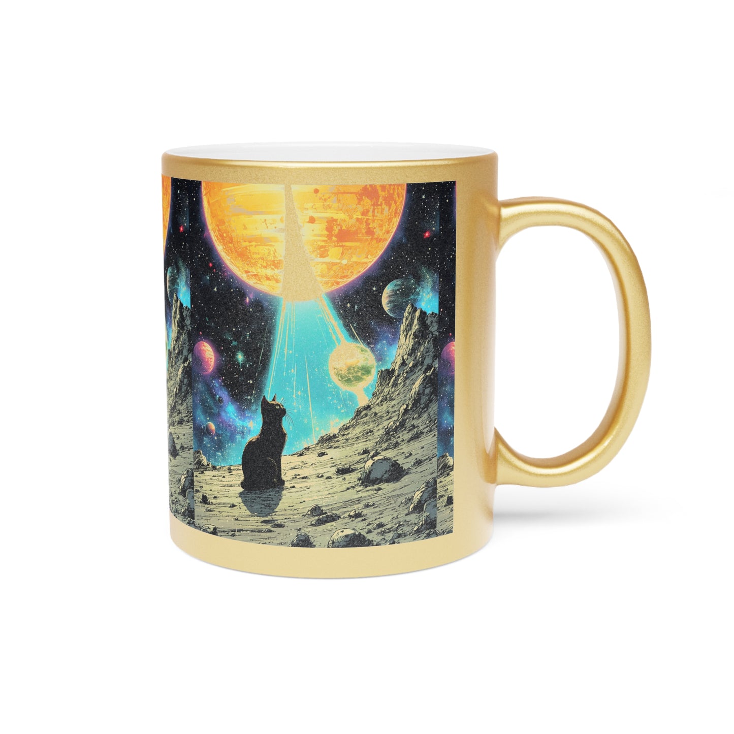 Space cat Metallic Mug (Silver\Gold)