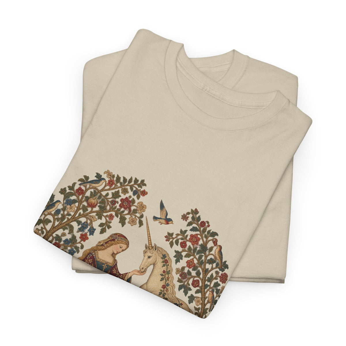 Lady and the Unicorn Tapestry T-Shirt Medieval Garden Lion Rabbit Tee