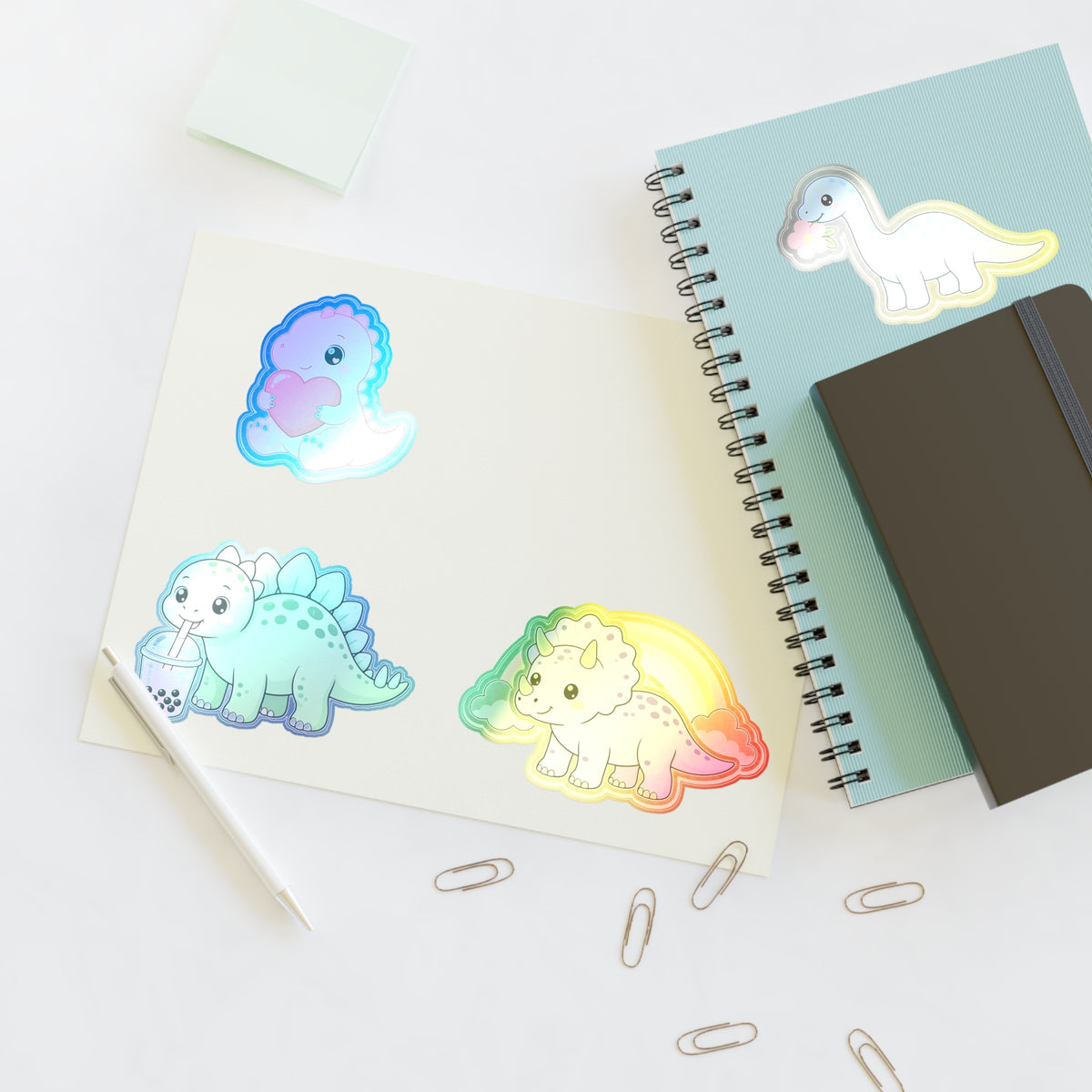 Cute Kawaii Dinosaur Sticker Sheet 4 Pastel Dino Stickers Laptop Water Bottle
