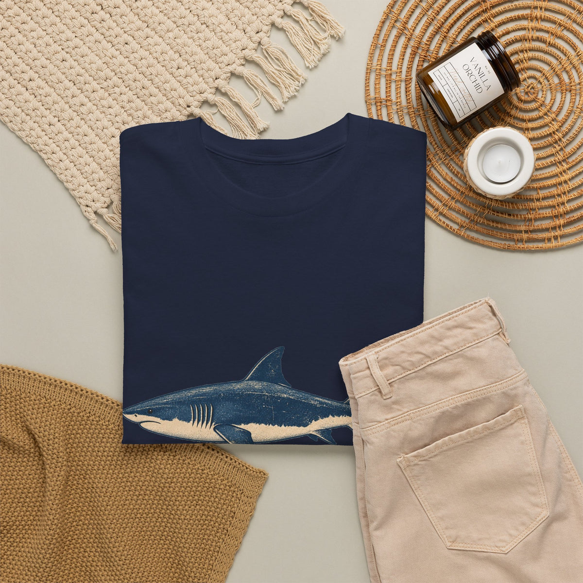 Great White Shark Wave T-Shirt Ukiyo Ocean Surf Tee