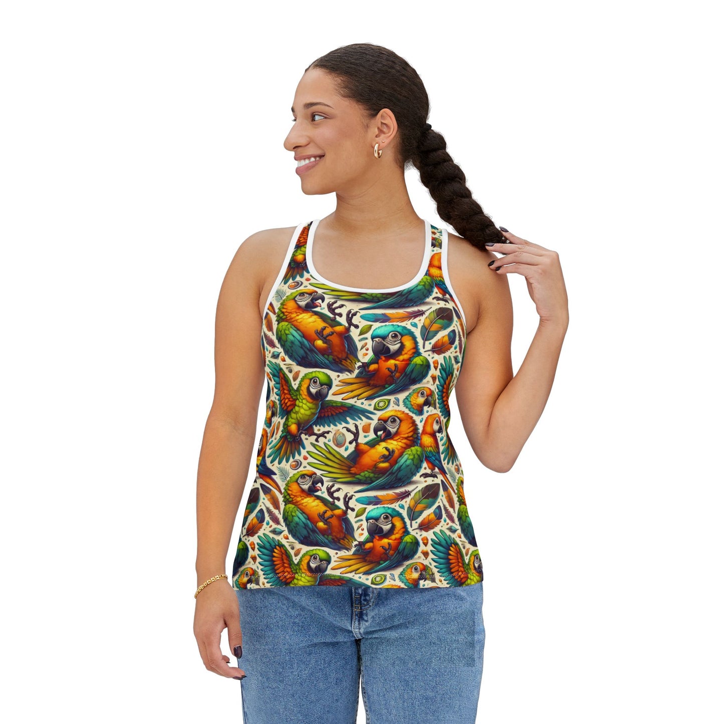 Playful parrots Women's Tank Top (AOP)