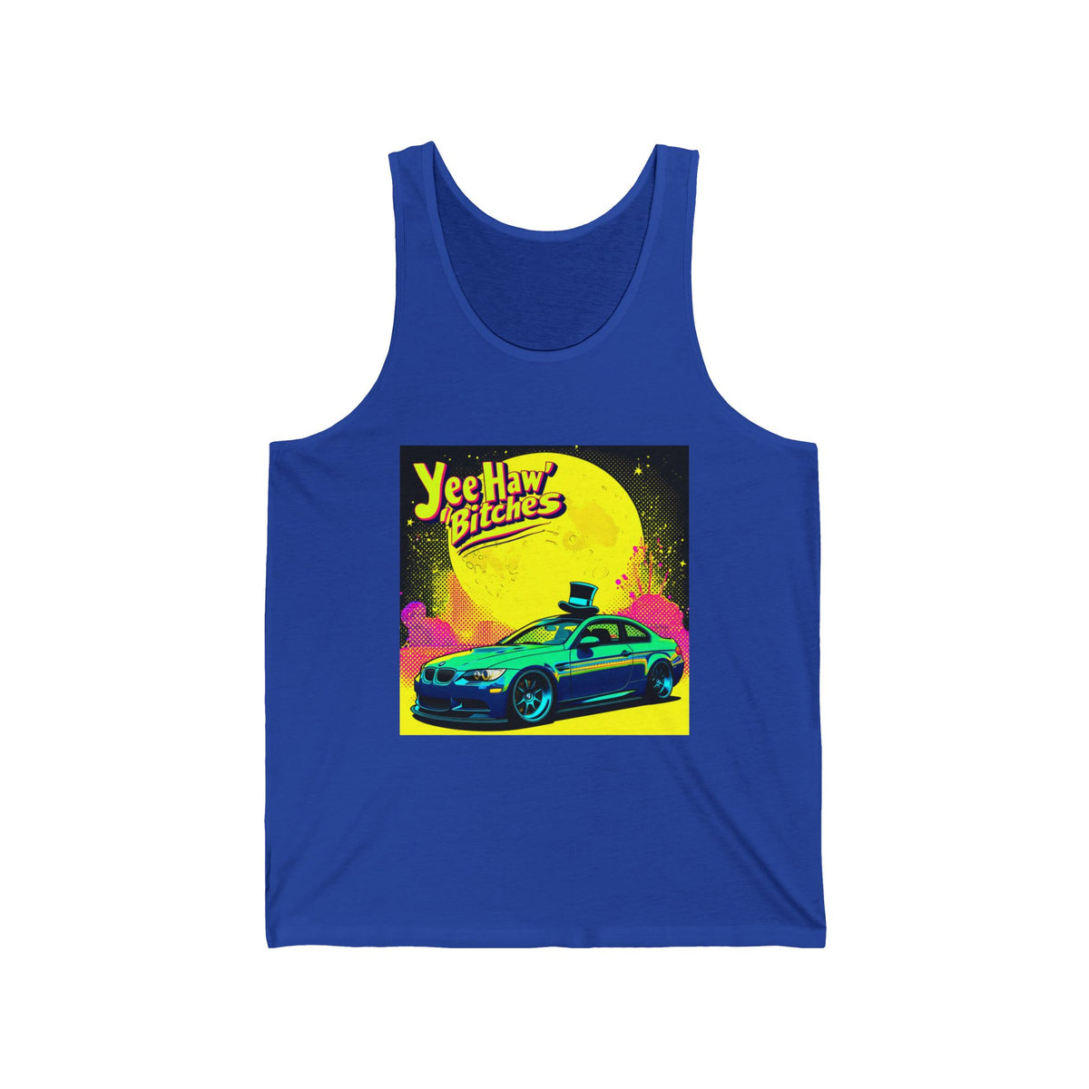Yee Haw Neon Sports Car Graphic Tank Top Unisex Jersey Tank
