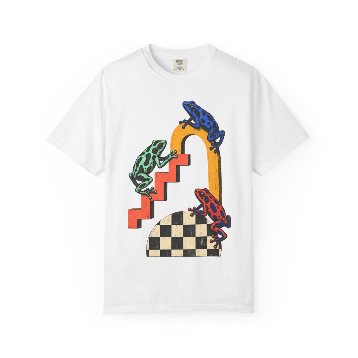 Poison Dart Frogs Stairs Checkered Dome Tee Geometric Arch Frog Wildlife Shirt