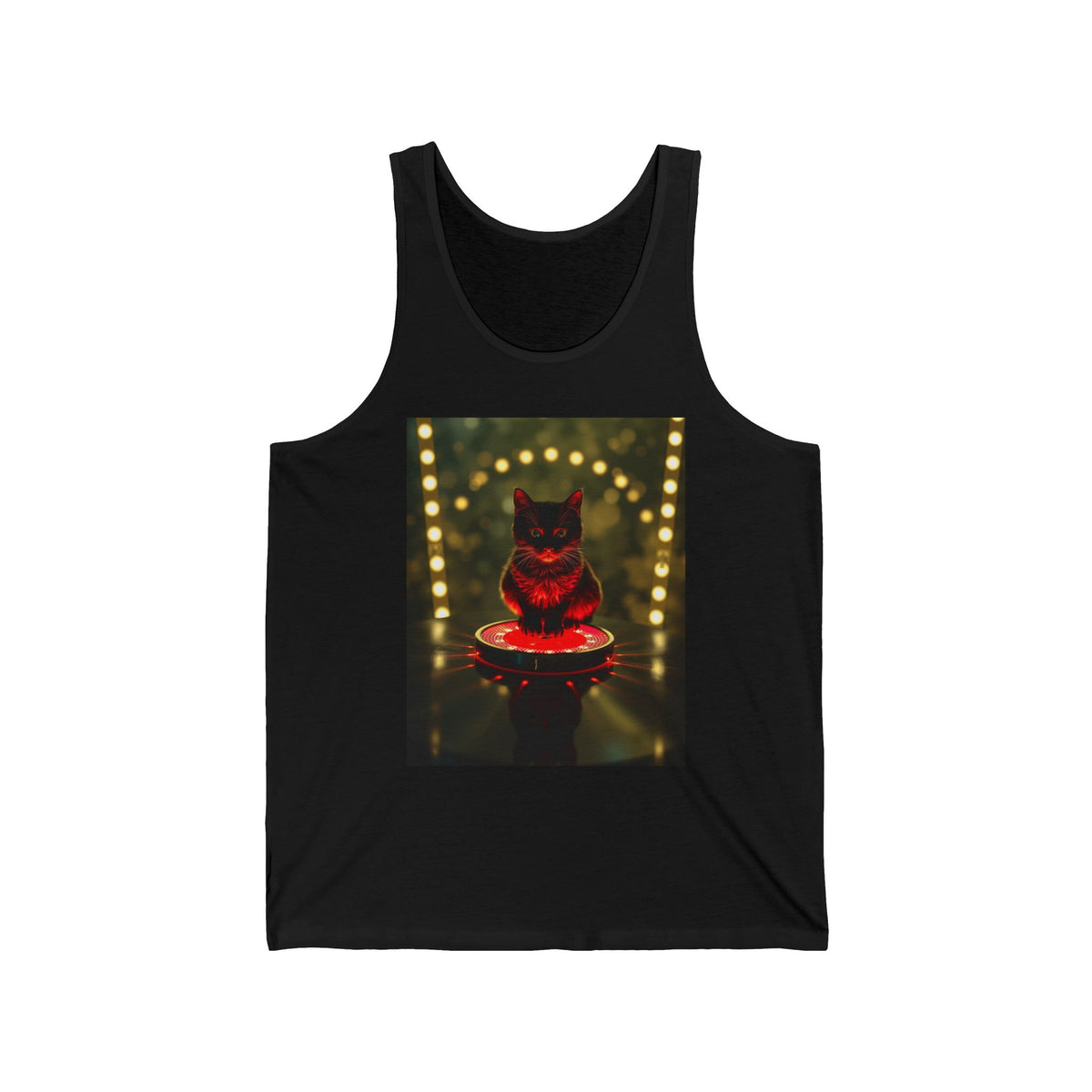 Red Cat on Pedestal Spotlight Graphic Tank Top Unisex Jersey Tank