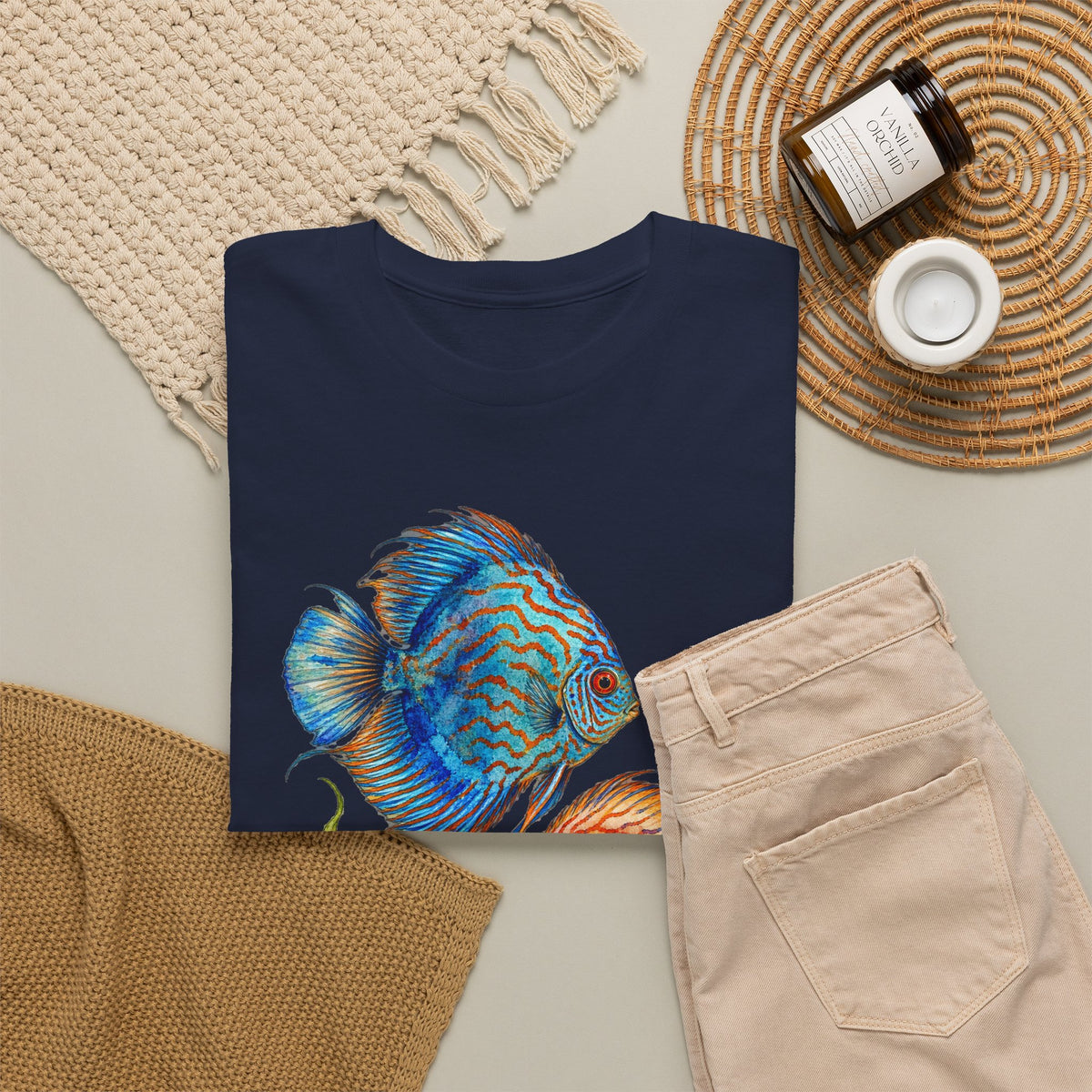 Discus Fish Duo Tee Watercolor Tropical Aquarium Fish Pair Fishkeeping Shirt