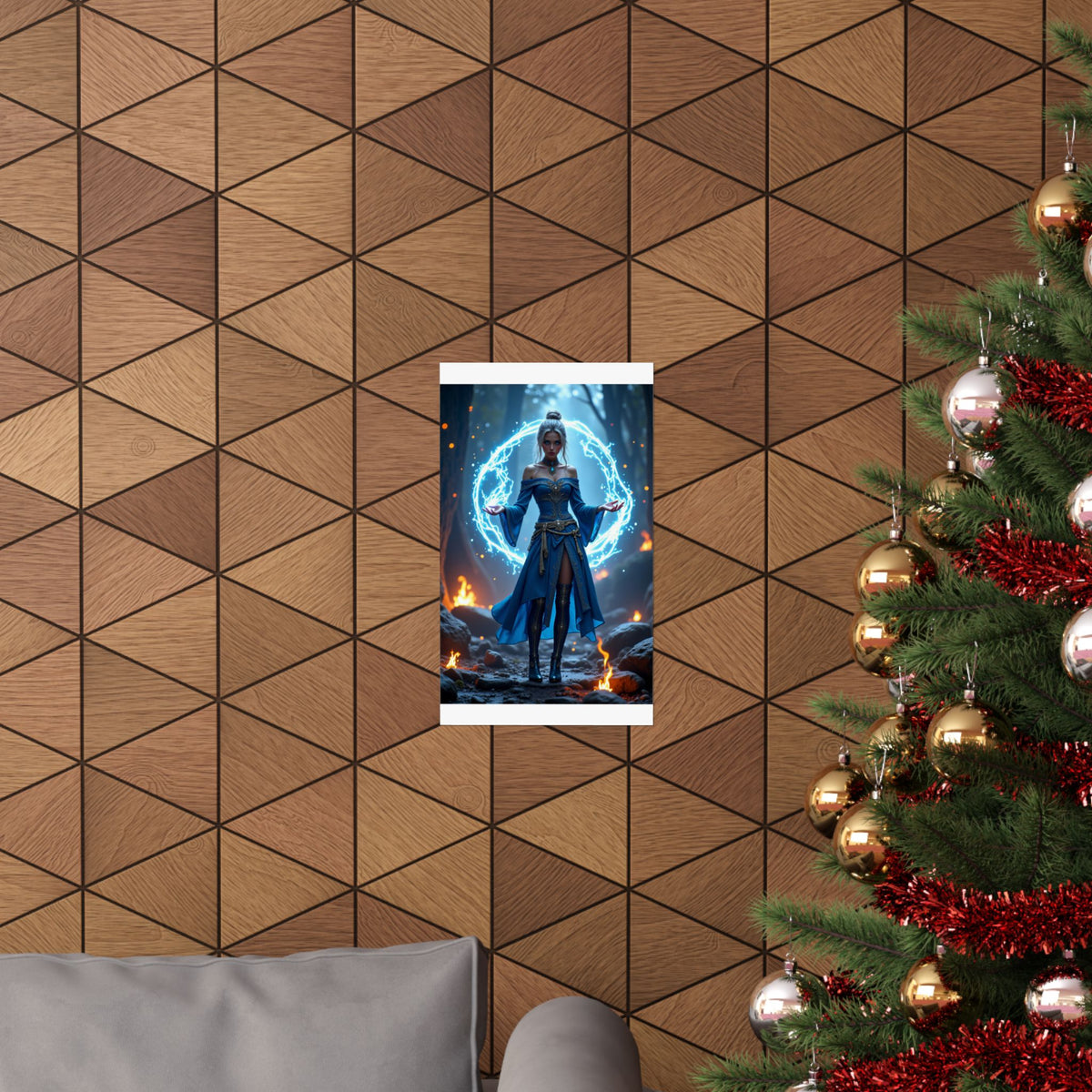 Mystic Sorceress Blue Magic Poster Matte Vertical Wall Art